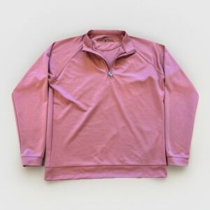 Genteal 1/4 Zip‎ Pullover Sweater Mens M Salmon Pink Golf Preppy Perfomance